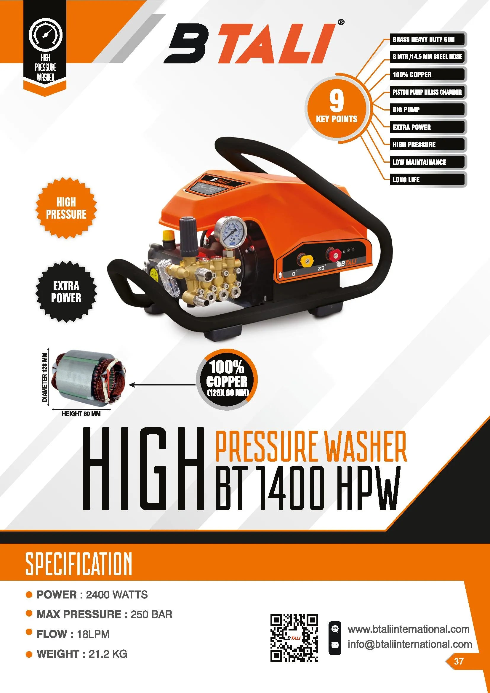 Btali BT 1400 High Pressure Washer HPW